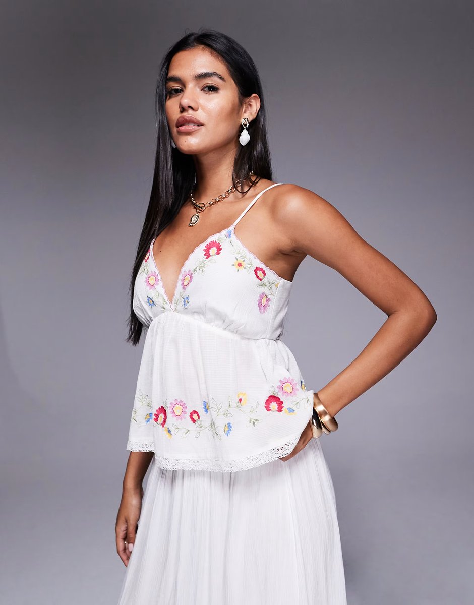 ASOS River Island floral embellished bralet in white - 1