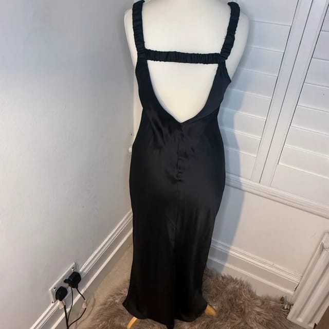 ASOS ASOS Design sexy Black Satin Slip Maxi Dress – Size 10 (best fits 8–10) - 3