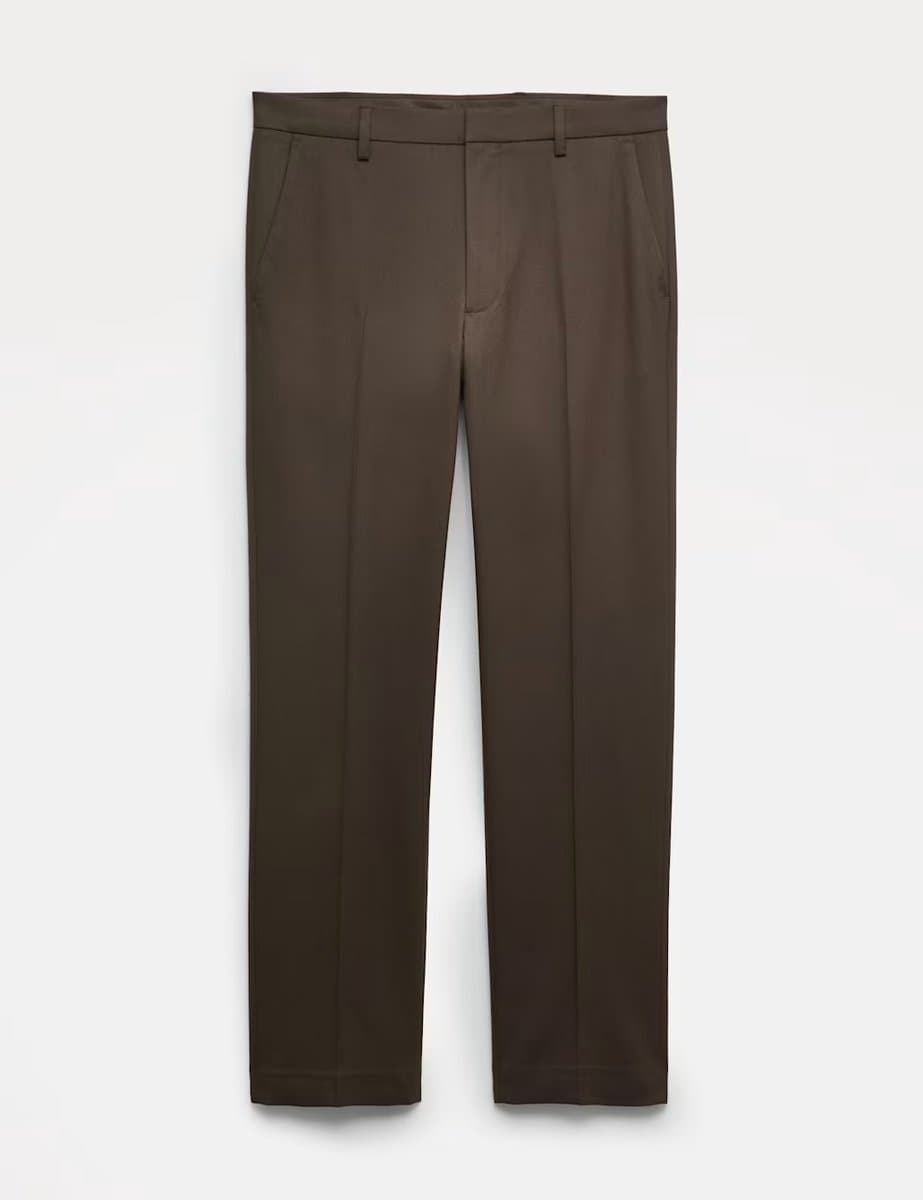 Marks & Spencer M&S Regular Fit Smart Stretch Trousers in Bitter Chocolate