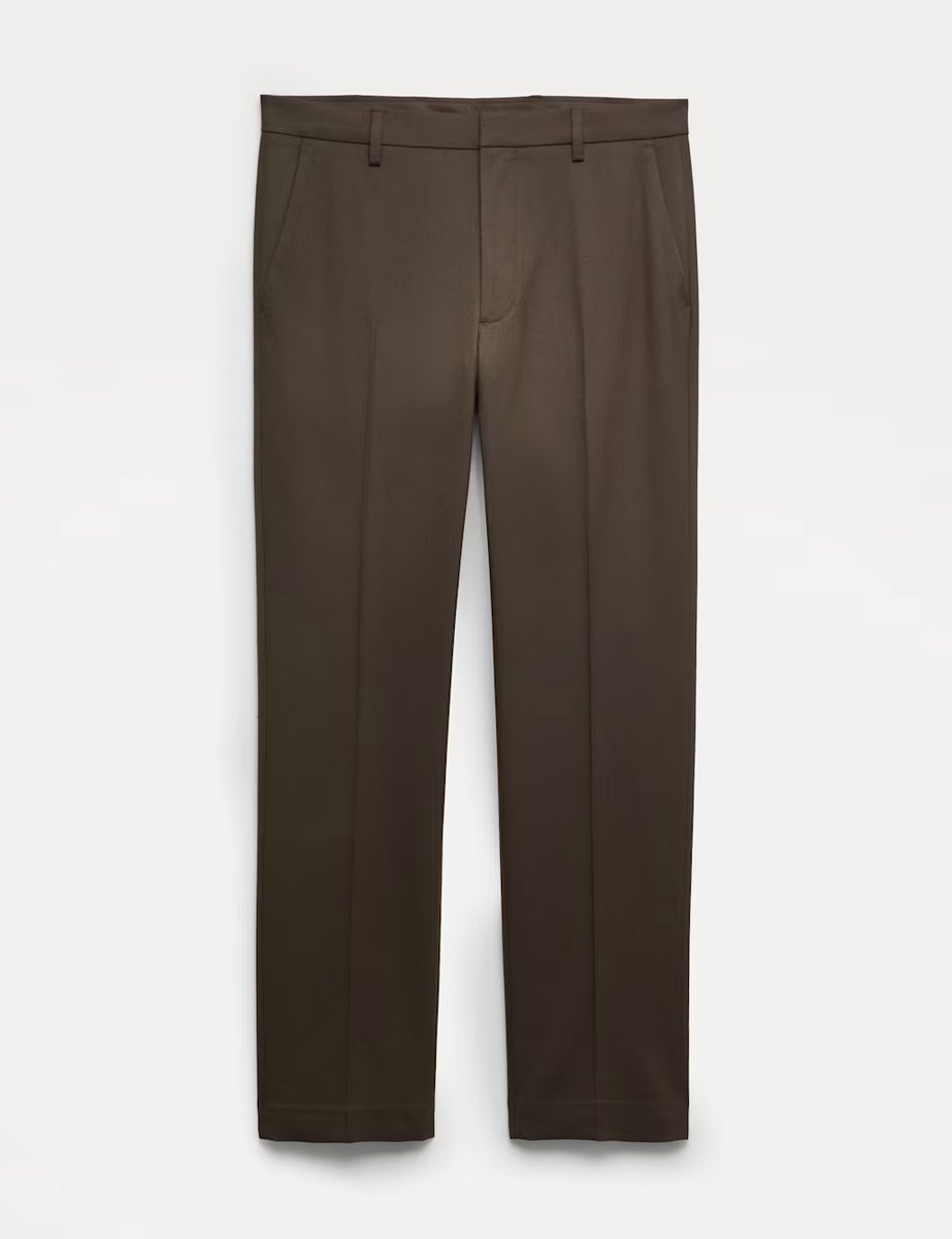 Marks & Spencer M&S Regular Fit Smart Stretch Trousers Bitter Chocolate - 2