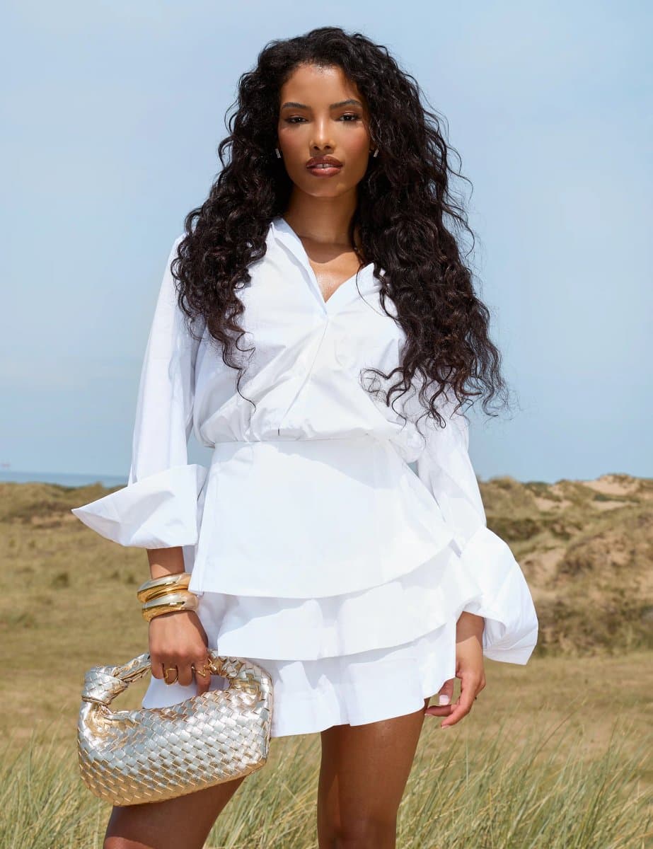 Public Desire Public Desire UK Long Sleeve Collared Shirt White