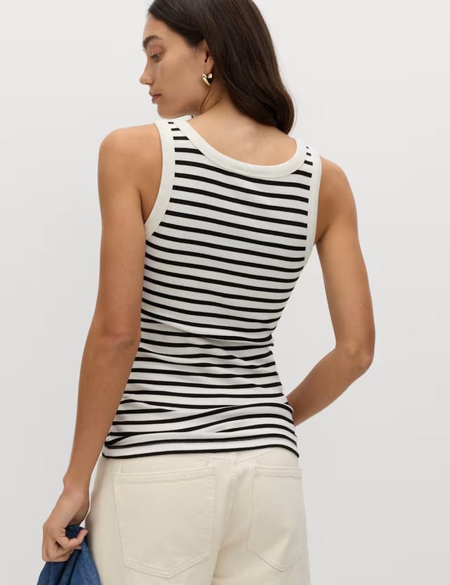 Marks & Spencer M&S 3 Pack Cotton Rich Ribbed Vest Tops Multi - 3