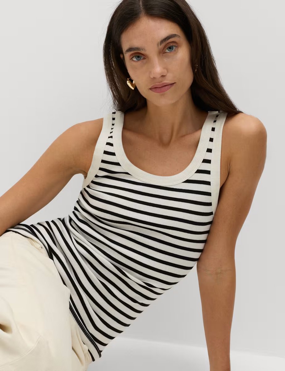 Marks & Spencer M&S 3 Pack Cotton Rich Ribbed Vest Tops Multi - 4