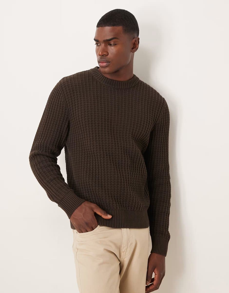 ASOS Selected Homme knitted jumper in brown