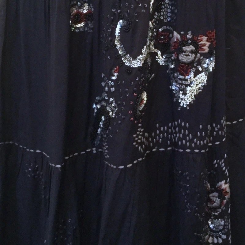 Whistles Whistles Womens Navy Boho Hippie Beaded & Sequin Embroidered Gypsy Skirt UK 10 - 3