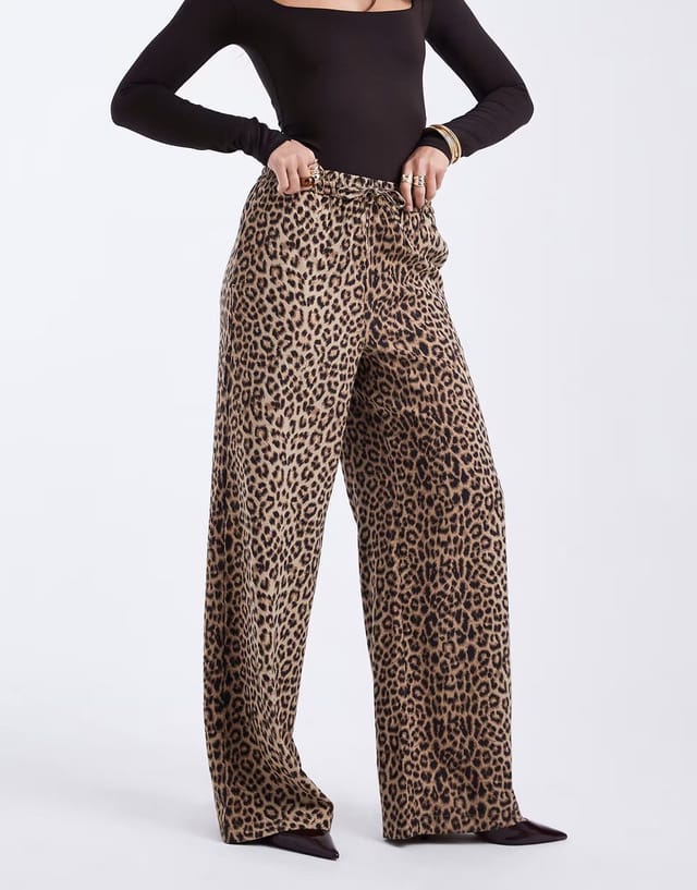 ASOS Pieces high waist wide leg trouser in leopard print - 3