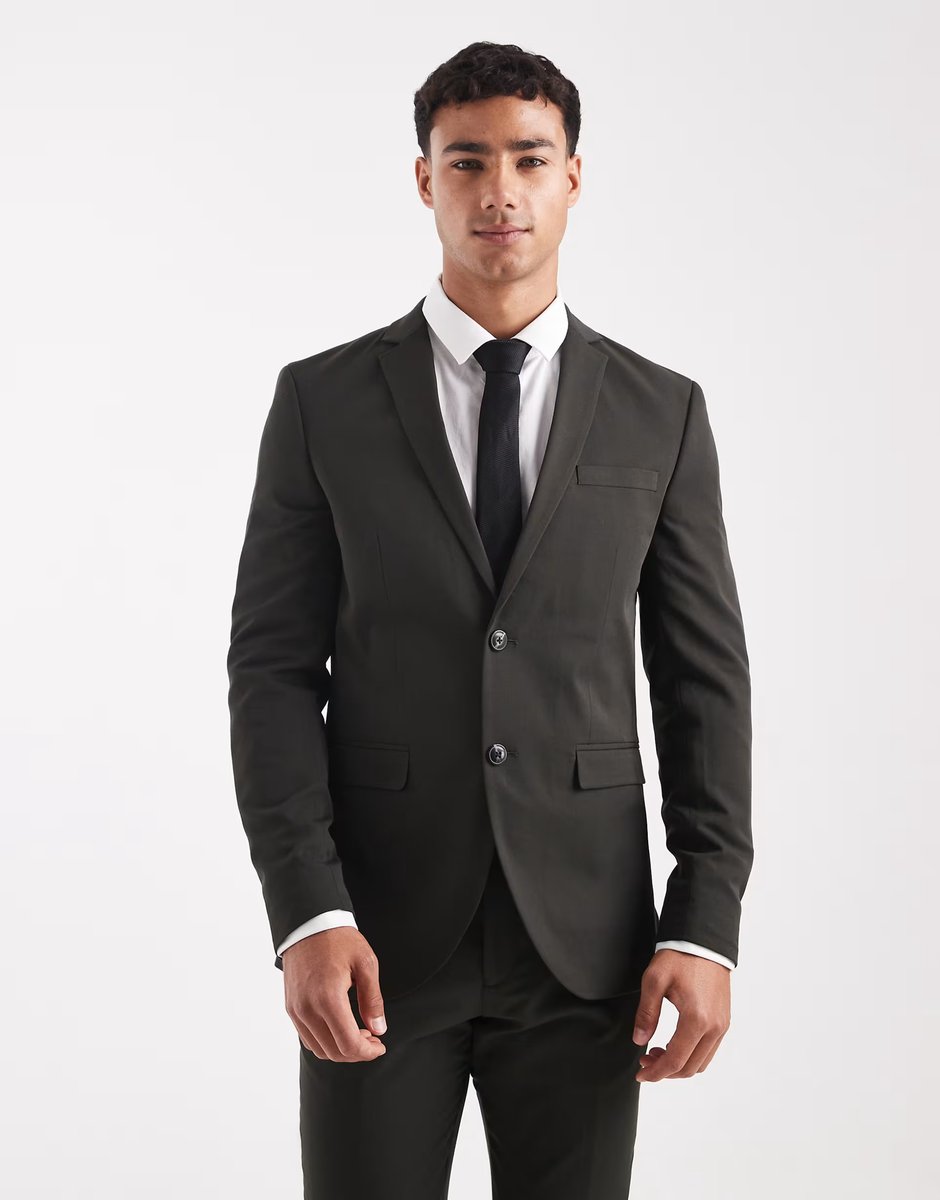 ASOS Jack & Jones super slim suit jacket in dark green - 1