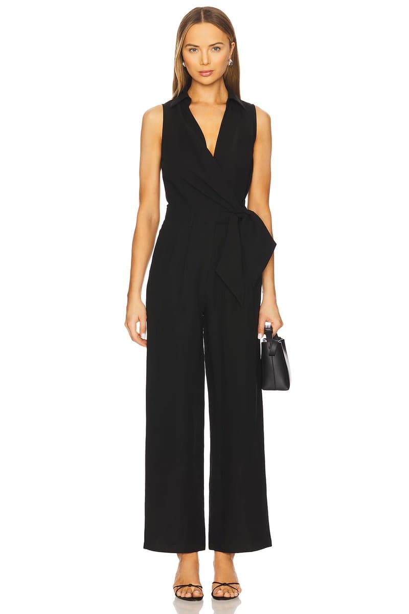 revolve Revolve Black Satin Jumpsuit
