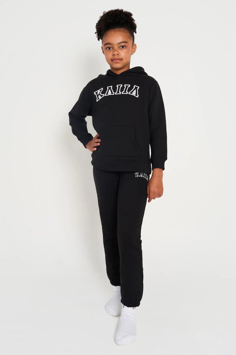 Kaiia Kaiia Cuffed Joggers with Cuffed Design in Black & White