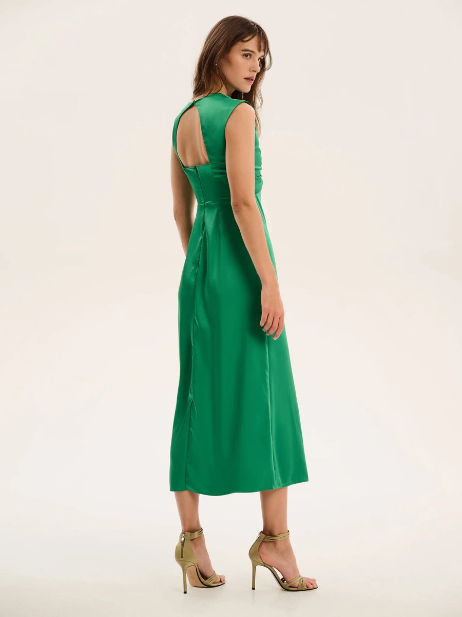 OMNES Marin Twist Front Dress in Emerald Green - 4