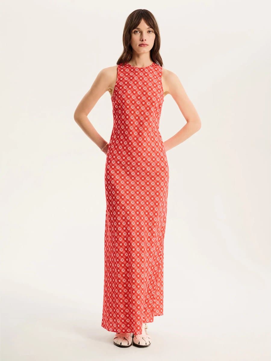 OMNES Torin Floral Gingham Dress