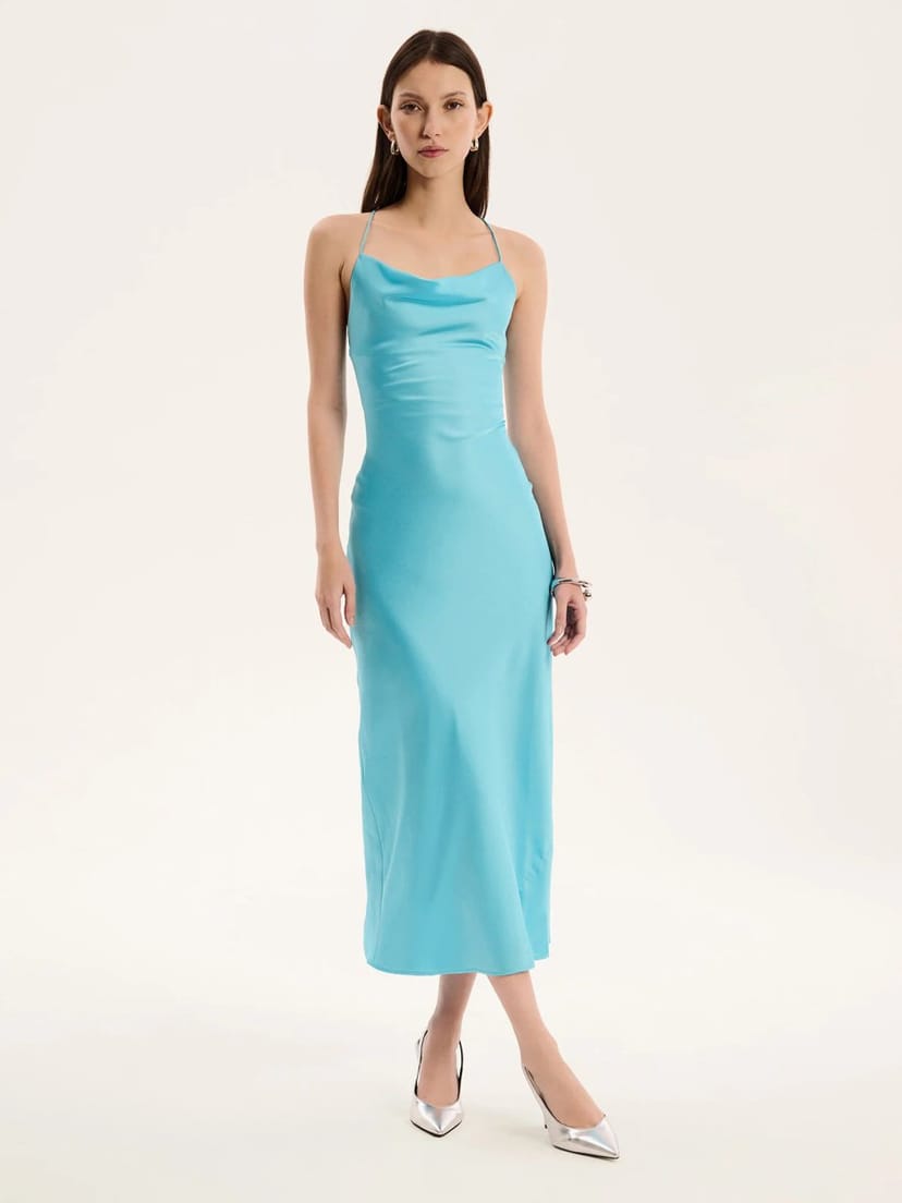 OMNES Riviera Midi Dress in Turquoise - 1