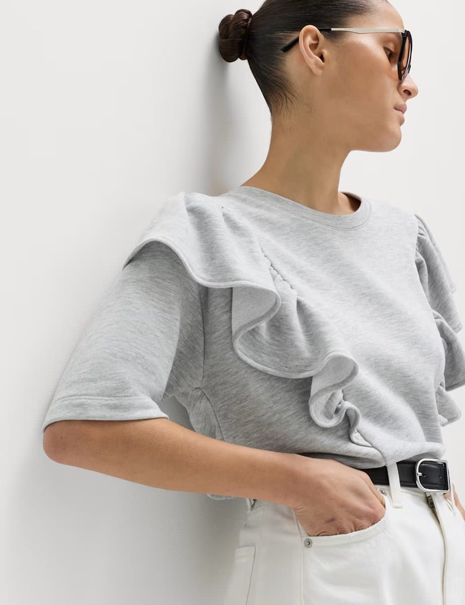 Marks & Spencer M&S Frill Sweatshirt in Grey Marl