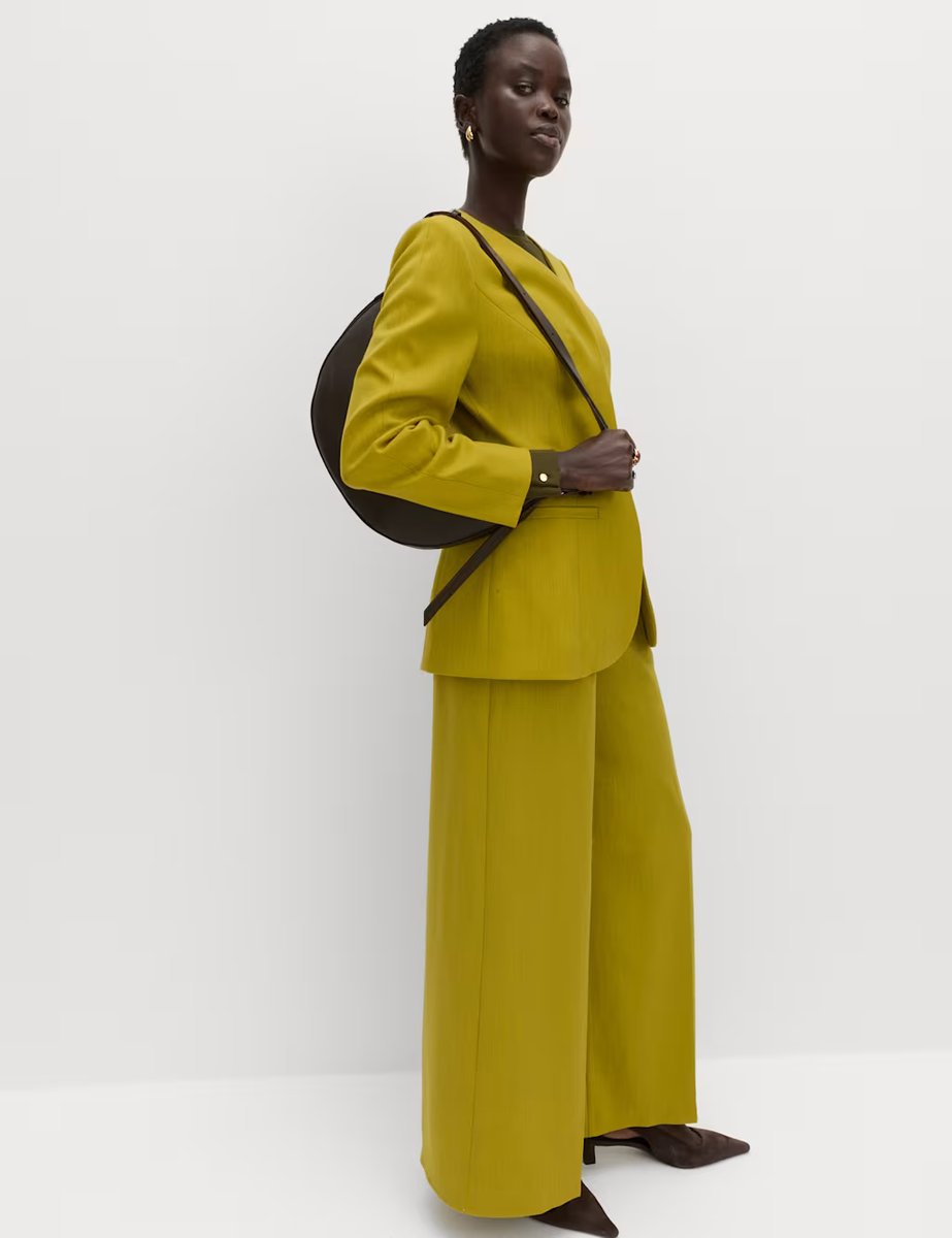 Marks & Spencer M&S Sculpted Waisted Collarless Tailored Jacket Moss - 2