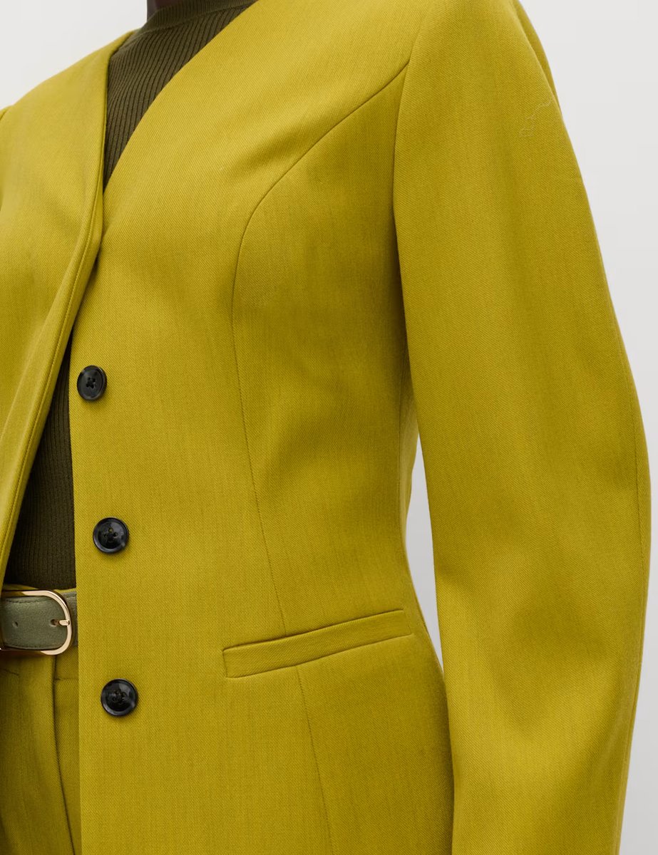 Marks & Spencer M&S Sculpted Waisted Collarless Tailored Jacket Moss - 4