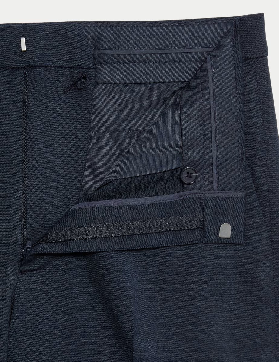 Marks & Spencer M&S Regular Fit Smart Stretch Trousers Dark Navy - 2