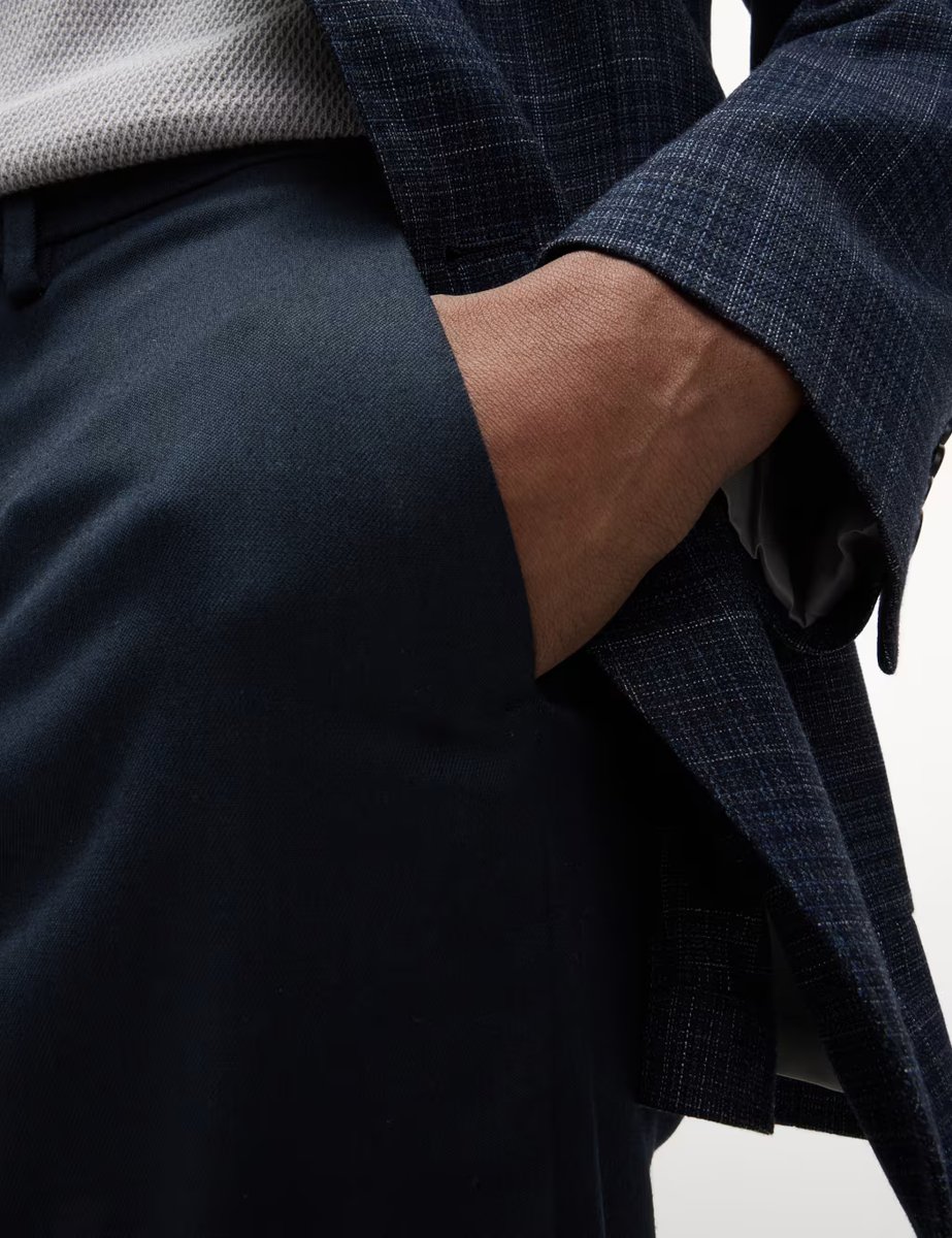 Marks & Spencer M&S Regular Fit Smart Stretch Trousers Dark Navy - 3