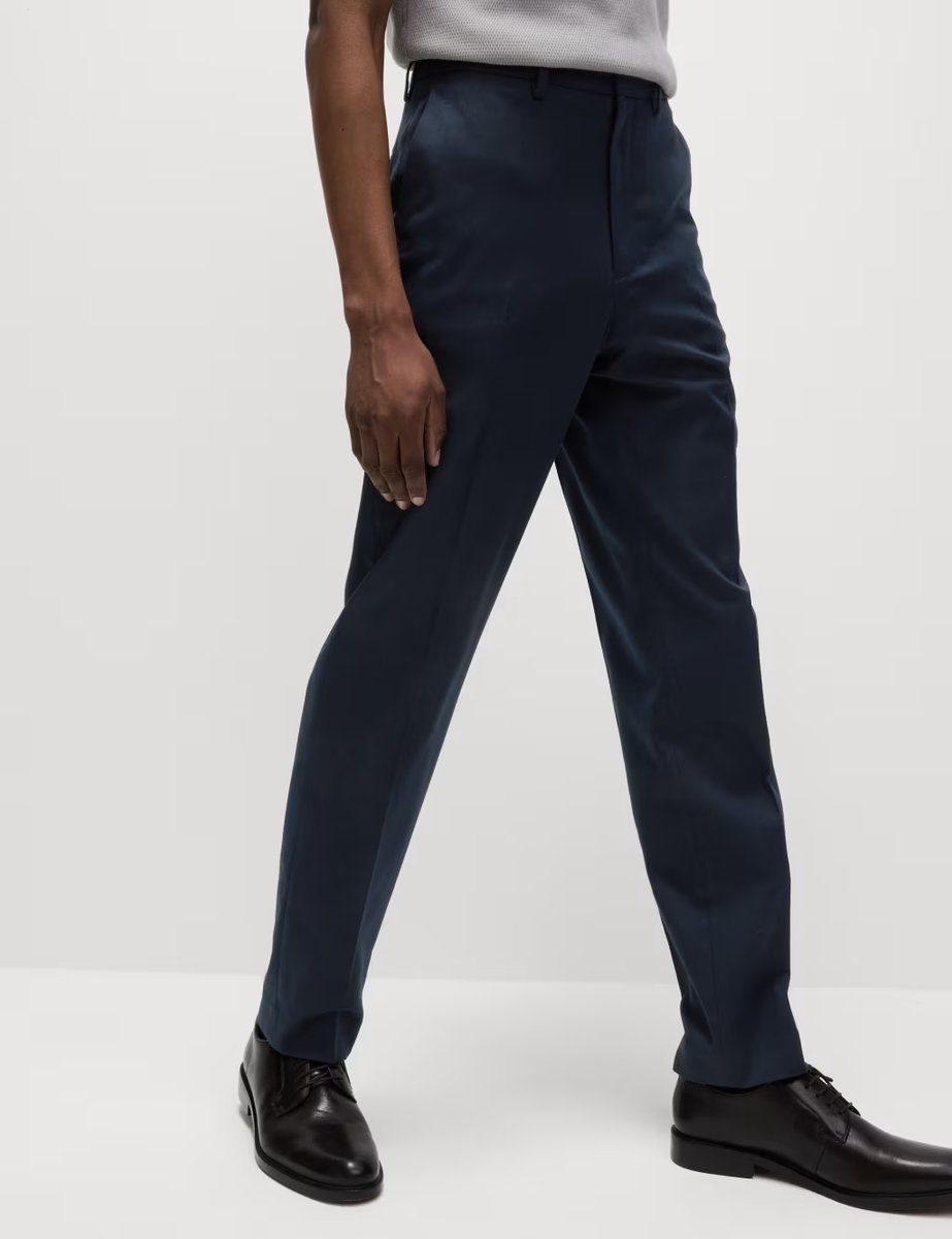 Marks & Spencer M&S Regular Fit Smart Stretch Trousers Dark Navy - 4