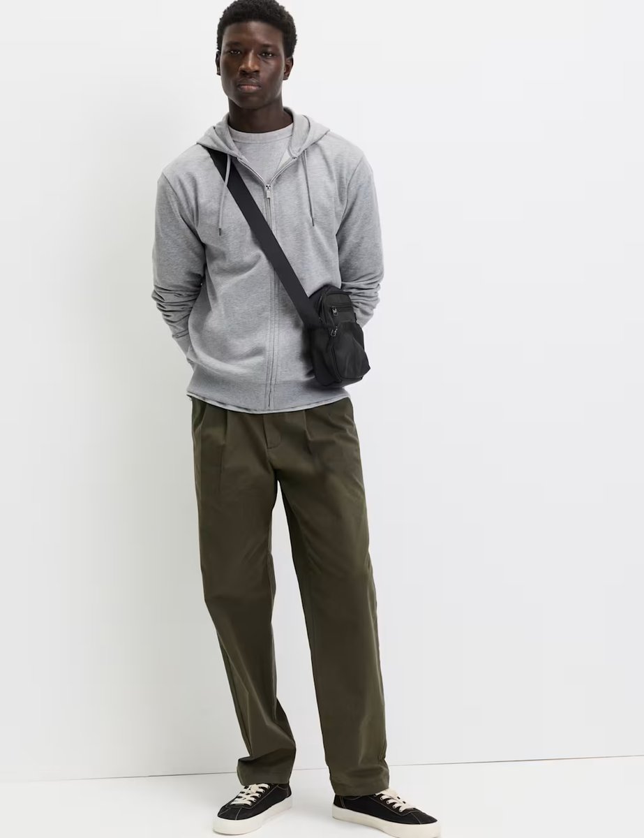 Marks & Spencer M&S Cotton Rich Zip Through Hoodie Grey Marl - 4