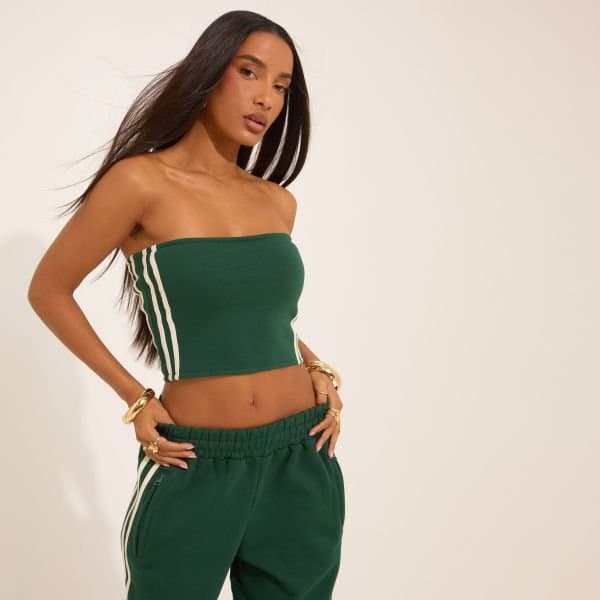 EGO EGO Contrast Stripe Detail Bandeau Top in Forest Green