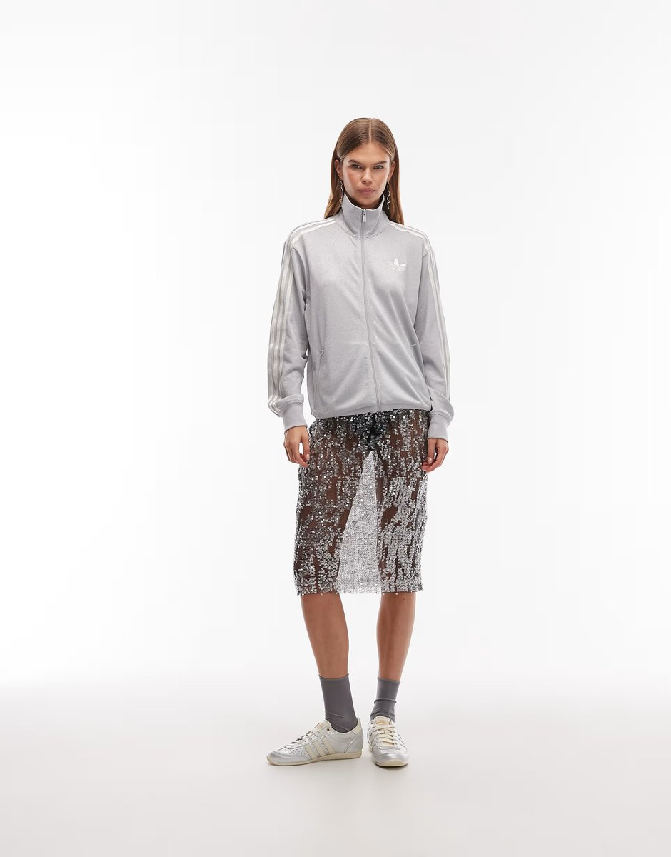 ASOS adidas Originals disco Firebird lightweight track top in silver glitter - Exclusive at ASOS - 4