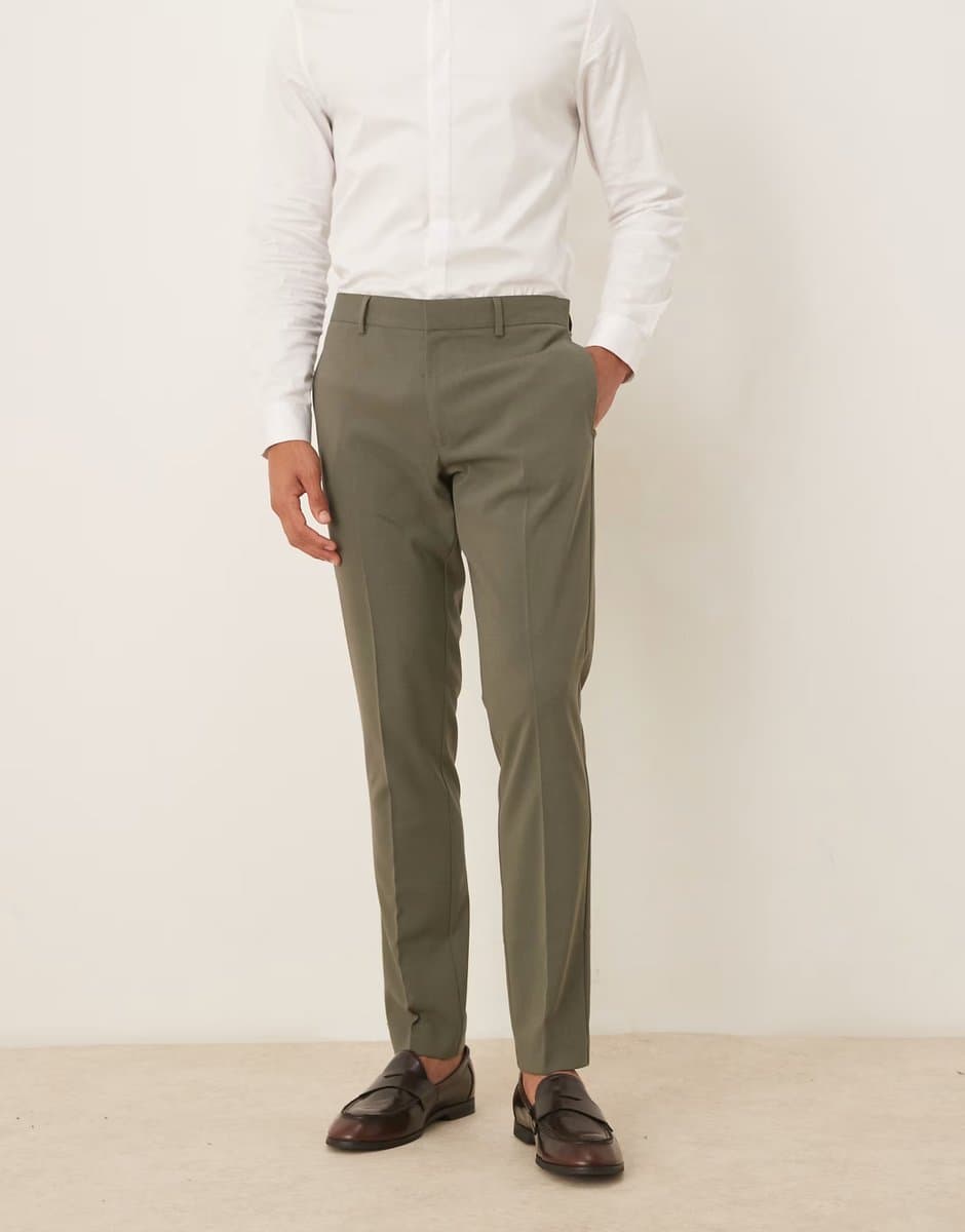 ASOS ASOS DESIGN skinny fit suit trousers in khaki