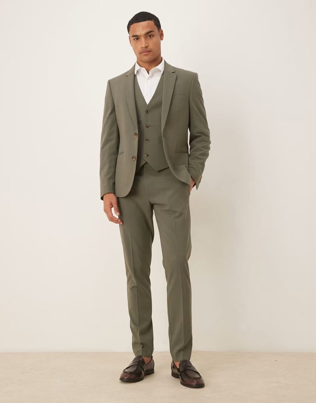 ASOS ASOS DESIGN skinny fit suit trousers in khaki - 2