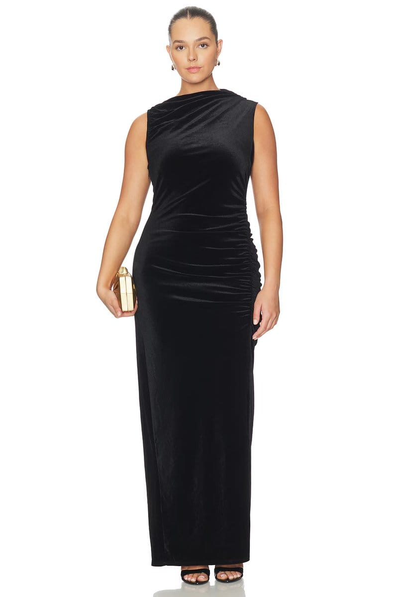 revolve Velvet High Neck Maxi Dress - 4