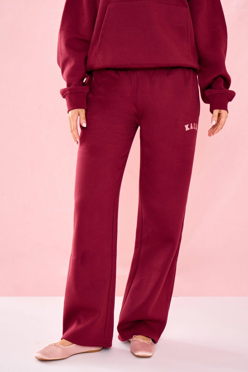 Kaiia Kaiia Mid Rise Wide Leg Joggers Warm Berry - 2