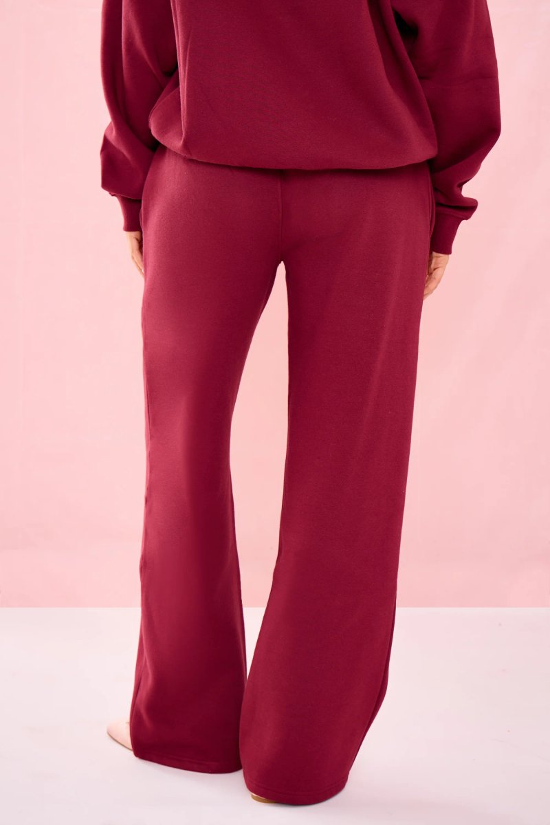 Kaiia Kaiia Mid Rise Wide Leg Joggers Warm Berry - 3