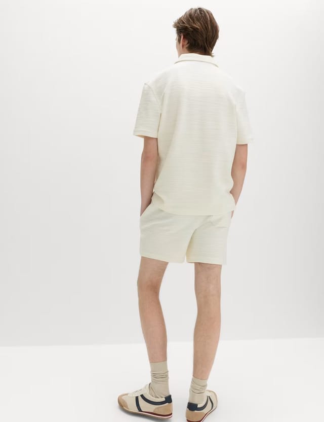 Marks & Spencer M&S Bouclé Cotton Rich Shorts Ecru - 3