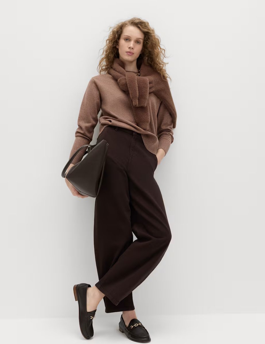 Marks & Spencer M&S Air-Yarn Crew Neck Jumper Golden Brown - 2