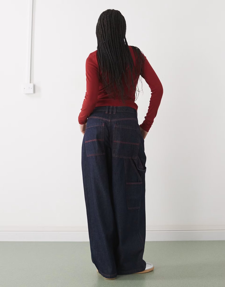 ASOS COLLUSION  X011 carpenter mid rise jean co-ord in rinse - 4