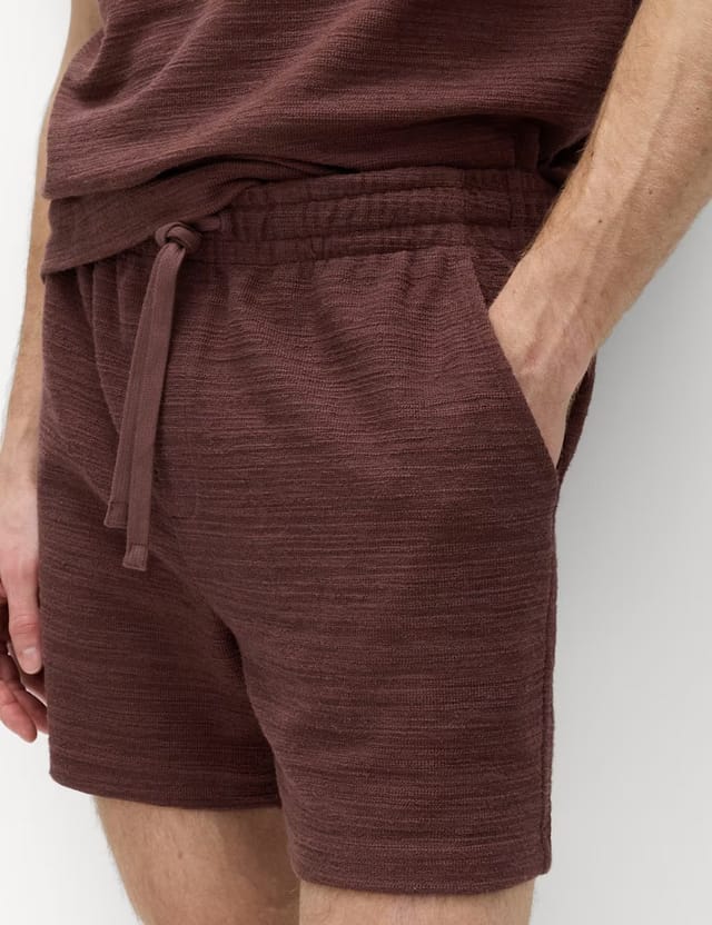 Marks & Spencer M&S Bouclé Cotton Rich Shorts Chestnut - 2