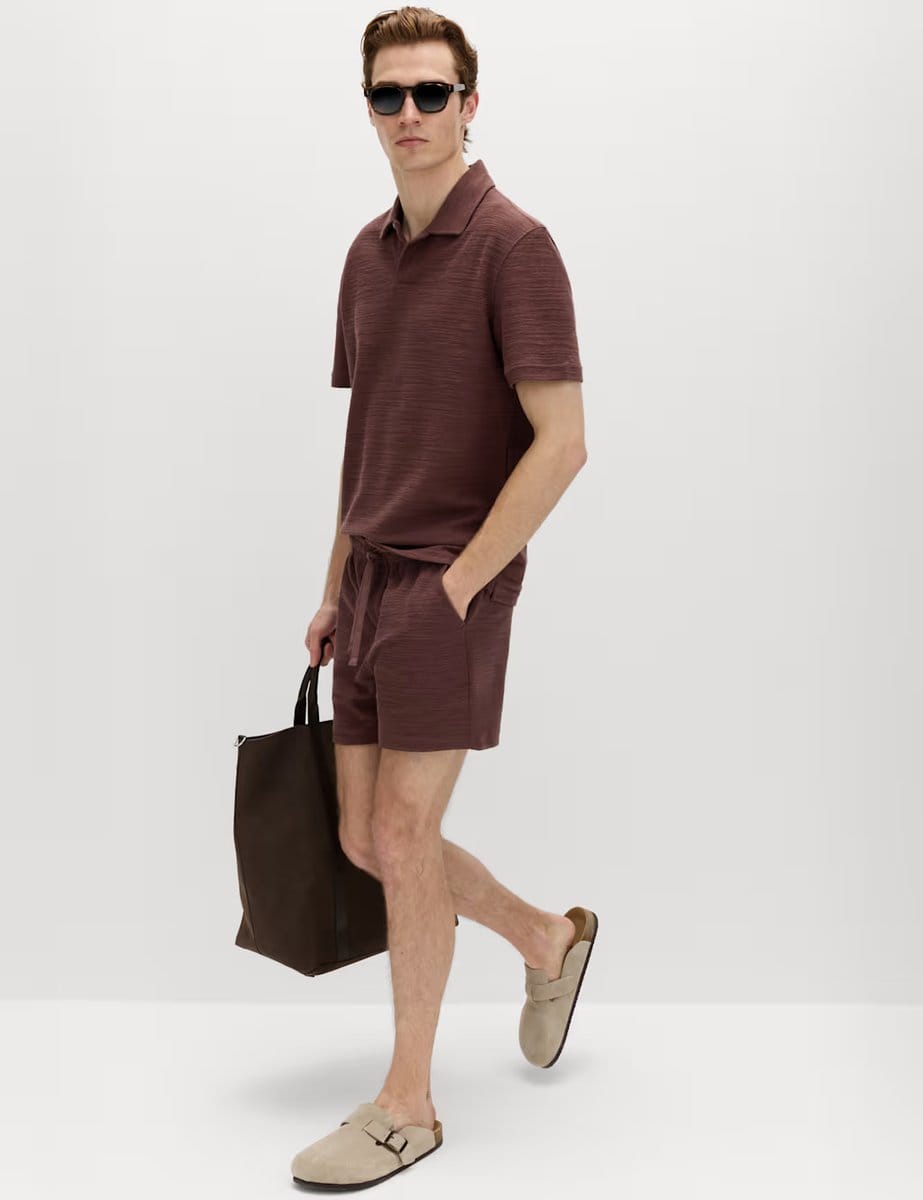 Marks & Spencer M&S Bouclé Cotton Rich Shorts Chestnut - 4
