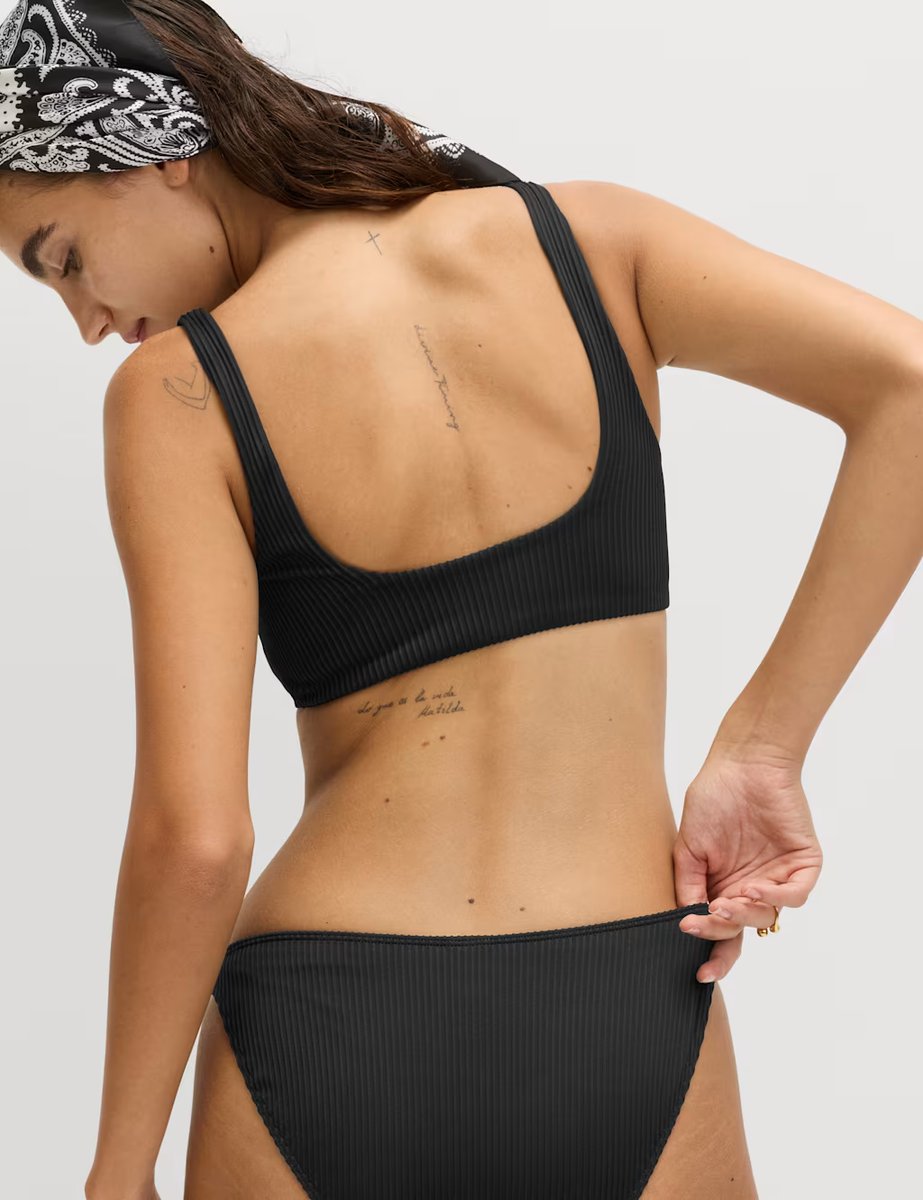 Marks & Spencer M&S Ribbed Scoop Neck Bikini Top Black - 3