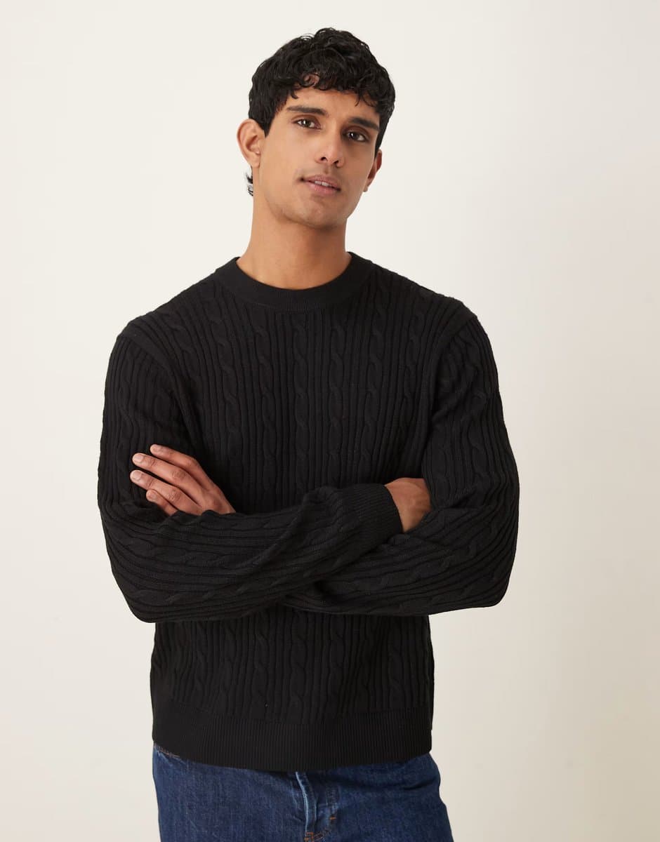 ASOS Abercrombie & Fitch wool blend crewneck jumper in black