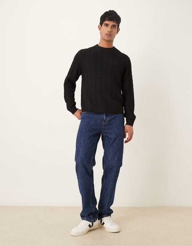 ASOS Abercrombie & Fitch wool blend crewneck jumper in black - 2