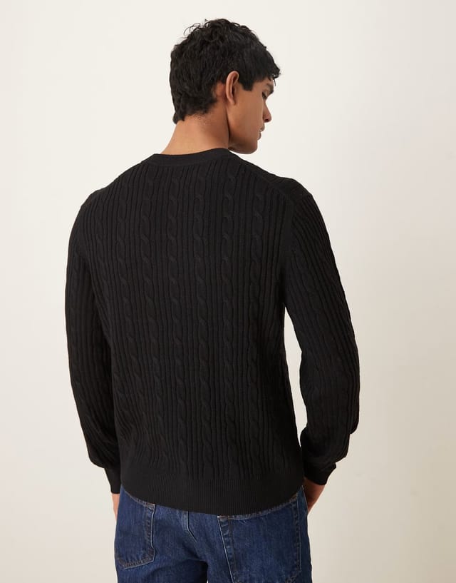 ASOS Abercrombie & Fitch wool blend crewneck jumper in black - 3