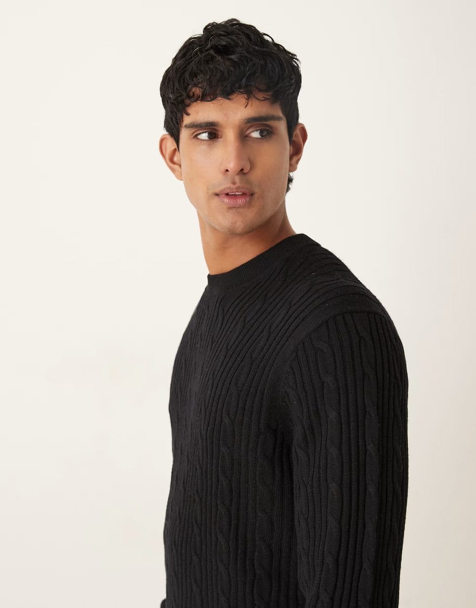 ASOS Abercrombie & Fitch wool blend crewneck jumper in black - 4