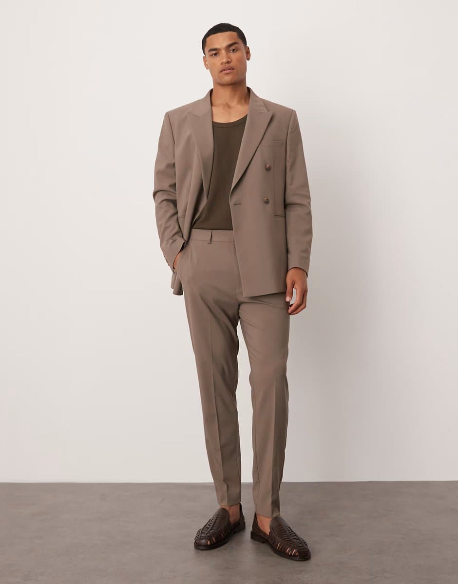ASOS ASOS DESIGN tapered suit trousers in taupe brown