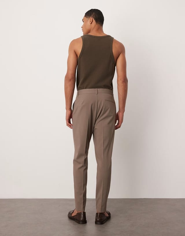 ASOS ASOS DESIGN tapered suit trousers in taupe brown - 3