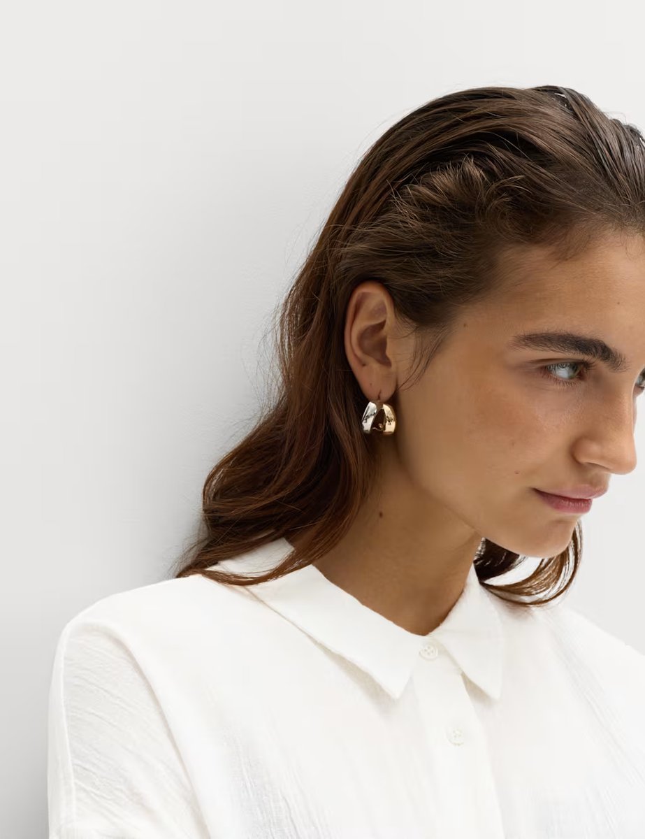 Marks & Spencer M&S Cotton Rich Textured Shirt with Linen Soft White - 2