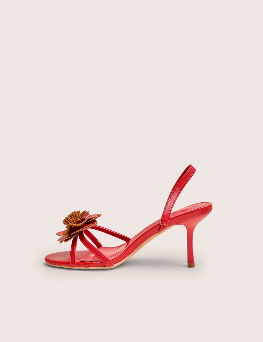 Public Desire Public Desire UK Red Pu 3D Flower Mid Heels