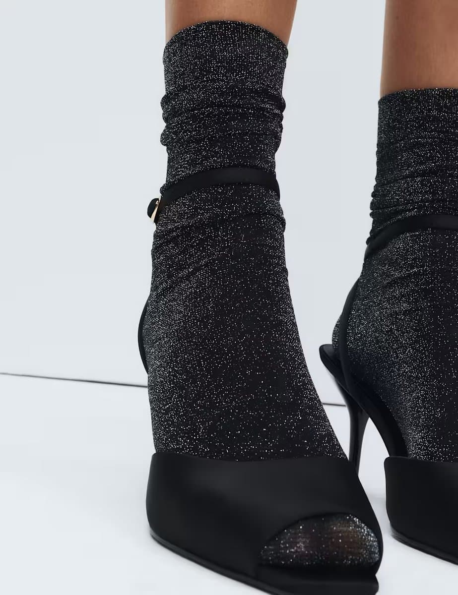 Marks & Spencer M&S Glitter Ankle Highs Silver