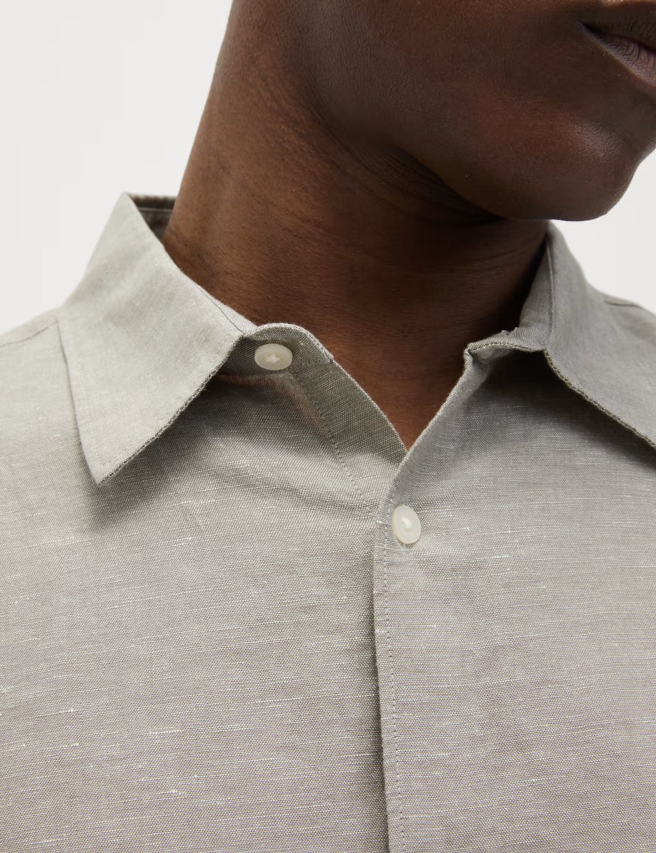 Marks & Spencer M&S Linen Blend Shirt Onyx - 3