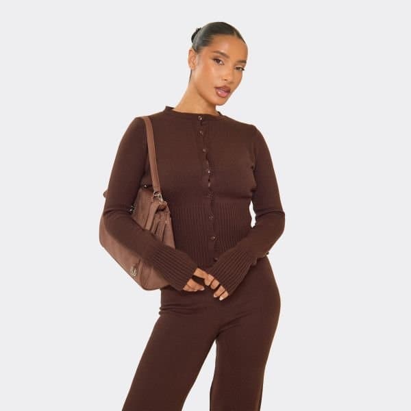 EGO EGO Brown Button Down Cardigan