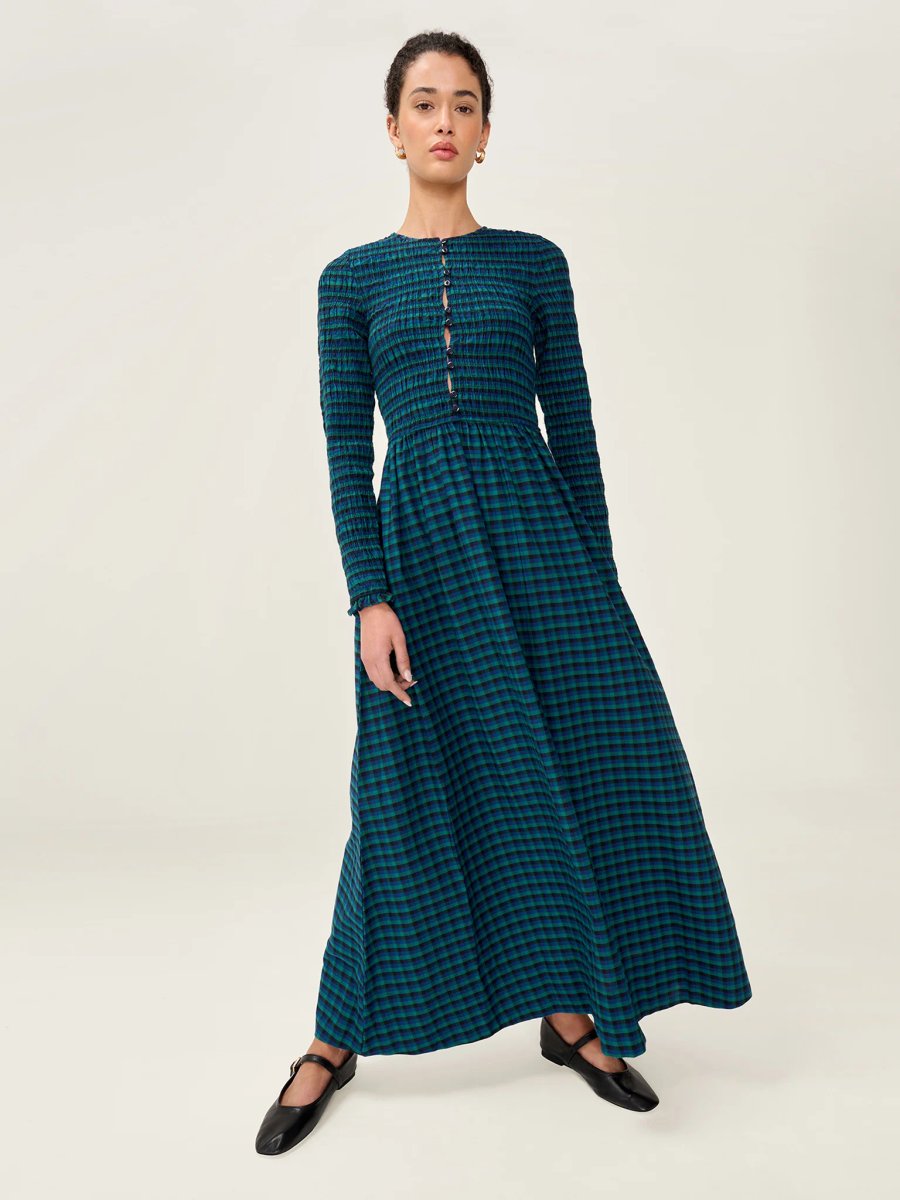 OMNES Mina Dress in Blue and Green - 3