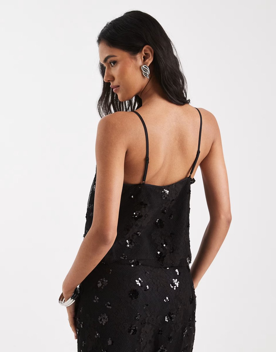 ASOS ONLY sequin detail cami co-ord in black - 4