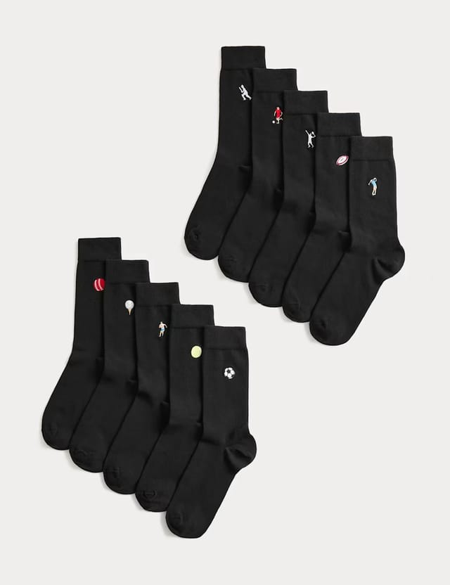 Marks & Spencer M&S 10 Pack Cool & Fresh™ Sport Cotton Rich Socks Black Mix - 2